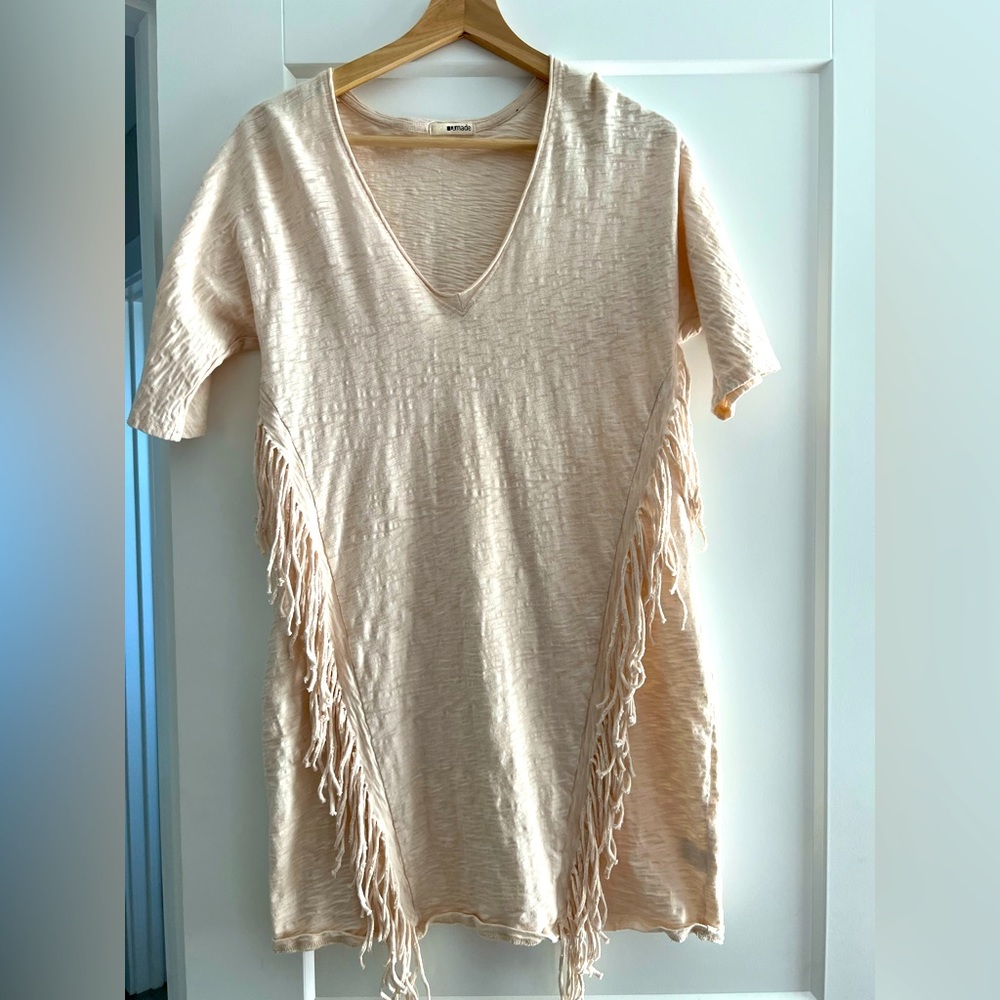 LA Made cotton fringe shirt dress